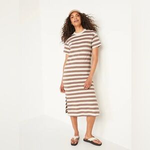 Old Navy (Small) Vintage Striped T-Shirt Midi Dress Minimalist Coastal Normcore